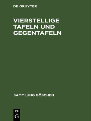 cover image of Vierstellige Tafeln und Gegentafeln